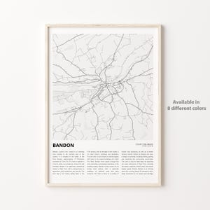 Bandon Map Print, Bandon Travel Map, Bandon Wall Decor Art, Bandon County Cork, Housewarming Gift Personalized Map print