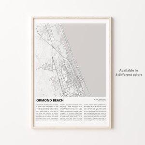 Ormond Beach-kaartafdruk, Ormond Beach-reiskaart, Ormond Beach-muurdecoratiekunst, Ormond Beach, Florida, housewarmingcadeau