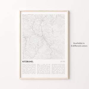 Impresión de mapa de Kitzbühel, mapa de viaje de Kitzbühel, arte de decoración de pared de Kitzbühel, Kitzbühel Tirol, regalo de inauguración de la casa