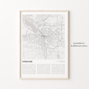 Syracuse Map Print, Syracuse Travel Map, Syracuse Wall Decor Art, Syracuse New York, Housewarming Gift