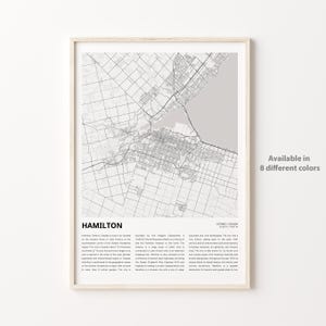 Hamilton Map Print, Hamilton Travel Map, Hamilton Wall Decor Art, Hamilton Ontario, Housewarming Gift