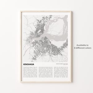 Kinshasa Karte, Kinshasa Karte, Kinshasa Wanddekor Kunst, Kinshasa, Housewarming Geschenk