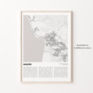 Agadir Karte Druck, Agadir Reisekarte, Agadir Wanddekor Kunst, Agadir Souss-Massa, Housewarming Geschenk Karte Poster