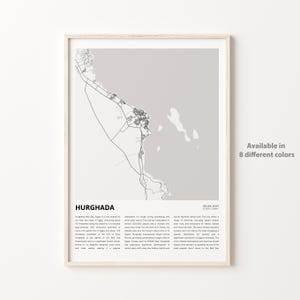 Hurghada Map Print, Hurghada Map Print, Hurghada Wanddekor Kunst, Hurghada Rotes Meer, Housewarming Geschenk