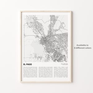 Impresión de mapas de El Paso, Mapa de viaje de El Paso, Arte de decoración de la pared de El Paso, El Paso Texas, Regalo de bienvenida
