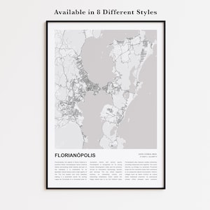 Florianópolis Map Print, Florianópolis Travel Map, Florianópolis Wall Decor Art, Florianópolis Santa Catarina, Housewarming Gift