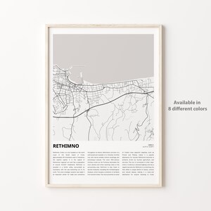 Rethimno Karte Druck, Rethimno Karte, Rethimno Wanddekor Kunst, Rethimno, Housewarming Geschenk