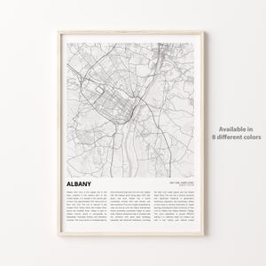 Albany Map Print, Albany Travel Map, Albany Wall Decor Art, Albany New York, Housewarming Gift map poster, Minimal print