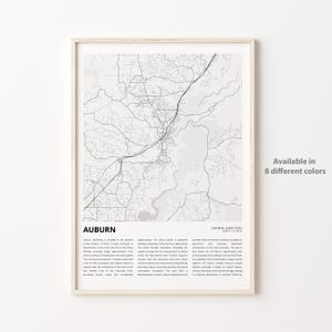 Auburn Map Print, Auburn Travel Map, Auburn Wall Decor Art, Auburn California, Housewarming Gift  Personalized Map poster print