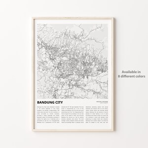 Bandung City Map Print, Bandung City Travel Map, Bandung City Wall Decor Art, Bandung City West Java, Housewarming Gift Personalized Map