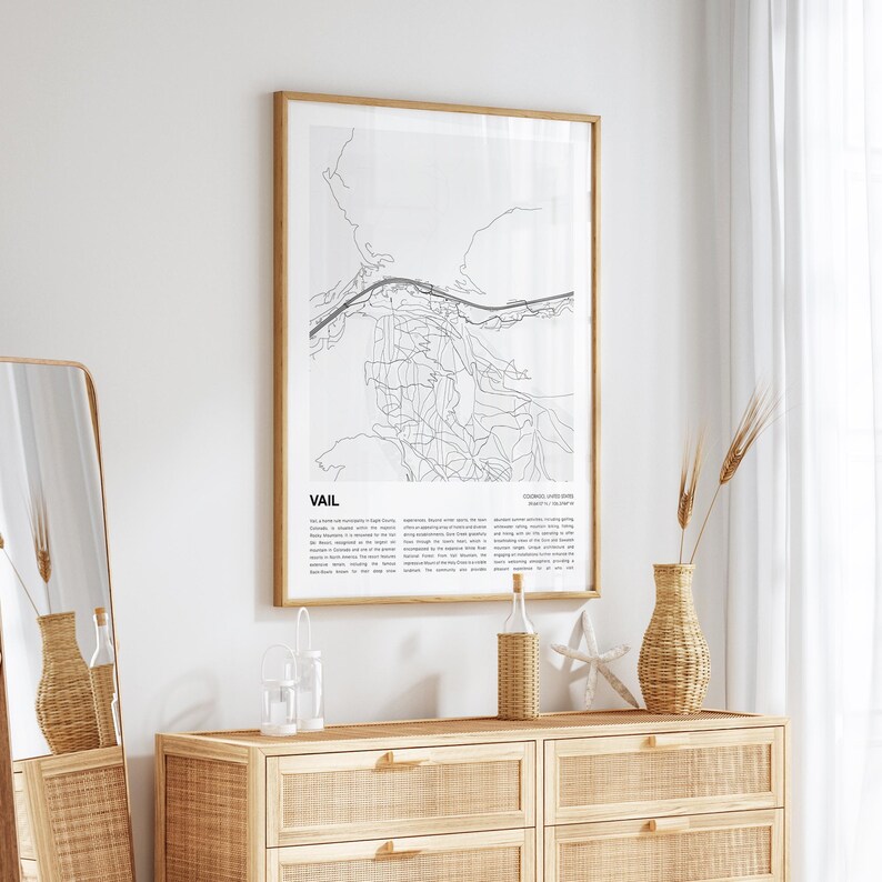 Map Vail Color Vail Map Print, Vail Travel Map, Vail Wall Decor Art, Vail Colorado ...