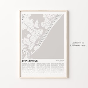 Impresión de mapa de Stone Harbor, mapa de viaje de Stone Harbor, arte de decoración de pared de Stone Harbor, Stone Harbor Nueva Jersey, regalo de inauguración de la casa