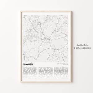 Impresión de mapa de Waxhaw, mapa de viaje de Waxhaw, arte de decoración de pared de Waxhaw, Waxhaw Carolina del Norte, regalo de inauguración de la casa