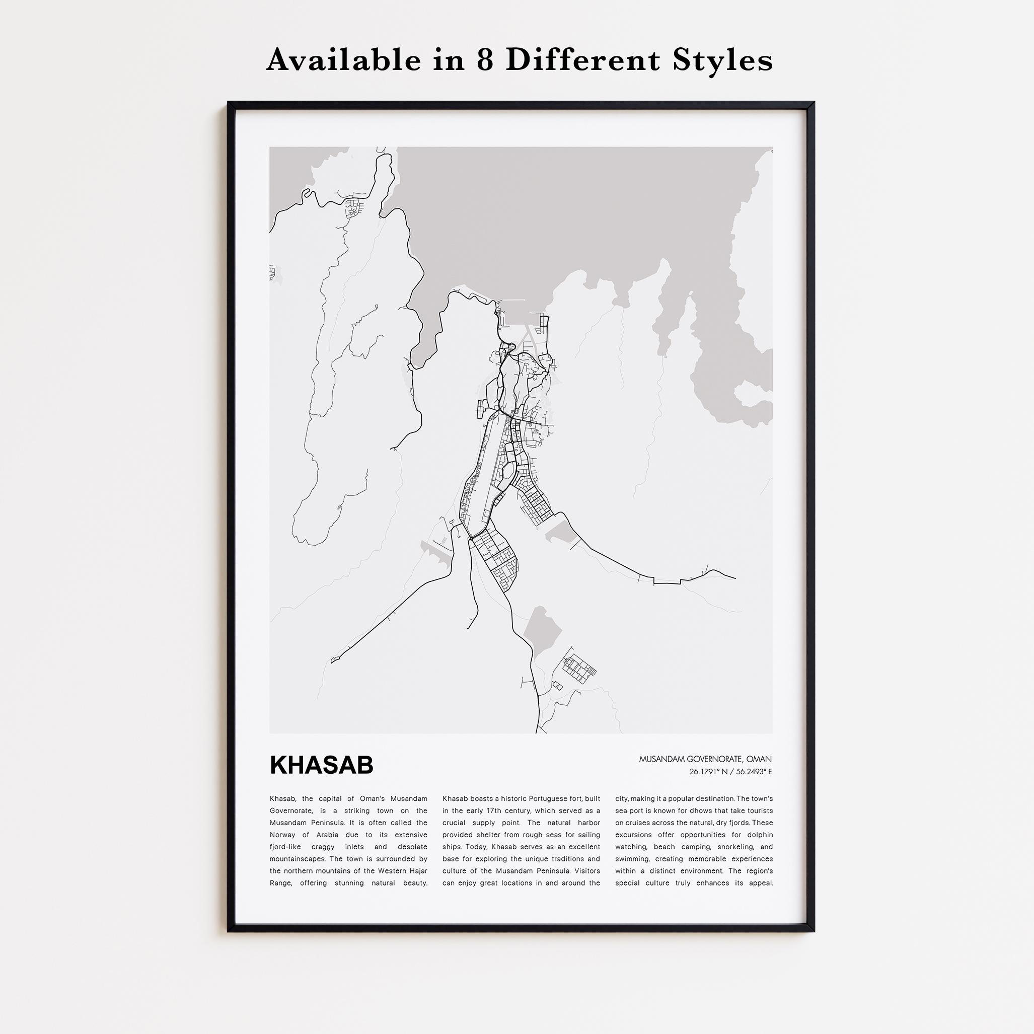 Khasab Map Print, Khasab Travel Map, Khasab Wall Decor Art, Khasab ...