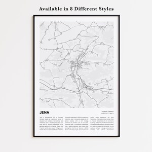 Jena Map Print, Jena Travel Map, Jena Wall Decor Art, Jena Thuringia, Housewarming Gift