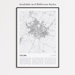 Colima Map Print, Colima Travel Map, Colima Wall Decor Art, Colima Colima, Housewarming Gift