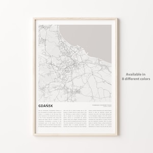 Danzig Karte Drucken, Danzig Karte Druck, Danzig Wand dekor Kunst, Danzig Pommern Karte, Einweihungsgeschenk