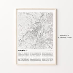 Nashville Map Print, Nashville Travel Map, Nashville Wall Decor Art, Nashville Tennessee, Housewarming Gift