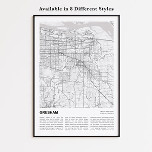 Gresham Map Print, Gresham Travel Map, Gresham Wall Decor Art, Gresham Oregon, Housewarming Gift