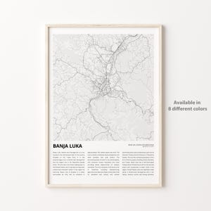 Banja Luka Karte, Banja Luka Karte, Banja Luka Wanddekoration, Banja Luka Wanddekor, Banja Luka Karte, Housewarming Geschenk Personalisierter Kartendruck