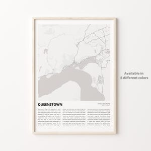 Queenstown Karte, Queenstown Karte, Queenstown Wanddekor Kunst, Queenstown Otago, Housewarming Geschenk