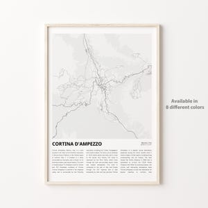Cortina d'Ampezzo Karte Drucken, Cortina d'Ampezzo Reisekarte, Cortina d'Ampezzo Wanddekor Kunst, Cortina d'Ampezzo Belluno, Einweihungsgeschenk
