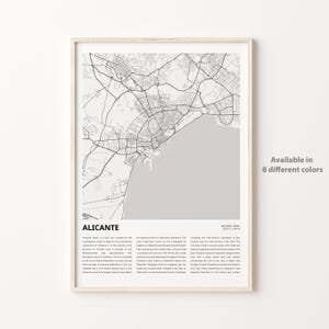 Alicante Map Print, Alicante Travel Map, Alicante Wall Decor Art, Alicante Alicante, Housewarming Gift map poster, Minimal print