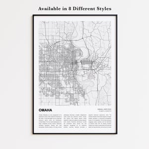 Mapa impreso de Omaha, Mapa turístico de Omaha, Arte decorativo de pared de Omaha, Omaha, Nebraska, Regalo para inauguración de casa