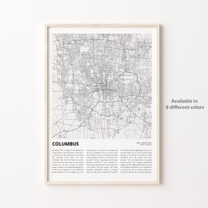 Columbus Map Print, Columbus Travel Map, Columbus Wall Decor Art, Columbus Ohio, Housewarming Gift