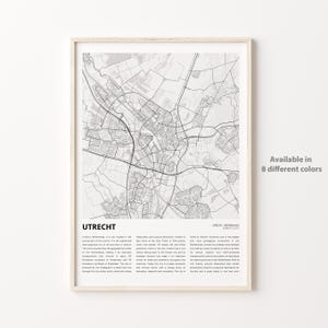 Utrecht Map Print, Utrecht Travel Map, Utrecht Wall Decor Art, Utrecht Utrecht, Housewarming Gift