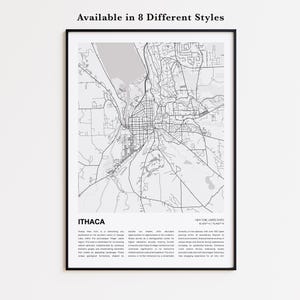Ithaca Map Print, Ithaca Travel Map, Ithaca Wall Decor Art, Ithaca New York, Housewarming Gift