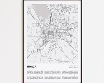 Ithaca Karte, Ithaca Karte, Ithaca Wanddekor Kunst, Ithaca New York, Housewarming Geschenk