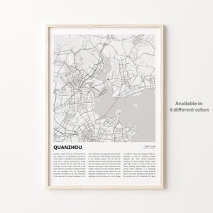 Impresión de mapa de Quanzhou, mapa de viaje de Quanzhou, arte de decoración de pared de Quanzhou, Quanzhou Fujian, regalo de inauguración de la casa