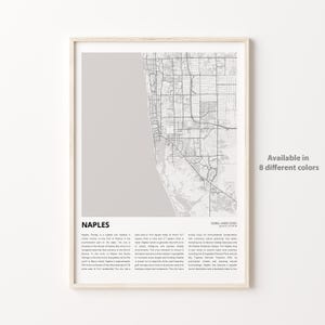 Impresión de mapas de Nápoles, mapa de viaje de Nápoles, arte de decoración de pared de Nápoles, Nápoles Florida, regalo de inauguración de la casa