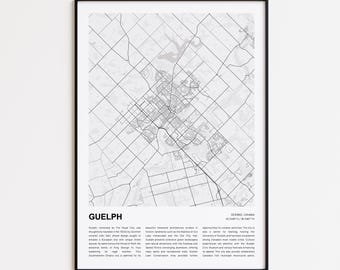 Guelph Karte Drucken, Guelph Reisekarte, Guelph Wanddekor Kunst, Guelph ontona, Housewarming Geschenk