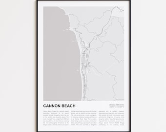Cannon Beach Map Print, Cannon Beach Map Print, Cannon Beach Wanddekor Kunst, Cannon Beach, Oregon, Housewarming Geschenk