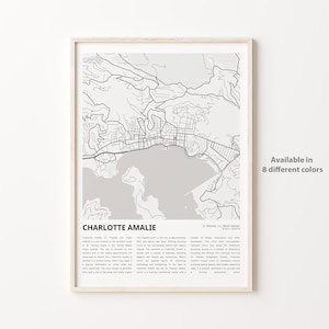 Impressão de mapa de Charlotte Amalie, mapa de viagem de Charlotte Amalie, arte de decoração de parede de Charlotte Amalie, Charlotte Amalie St. Thomas, presente de inauguração de casa