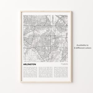 Arlington Map Print, Arlington Travel Map, Arlington Wall Decor Art, Arlington Texas, Housewarming Gift