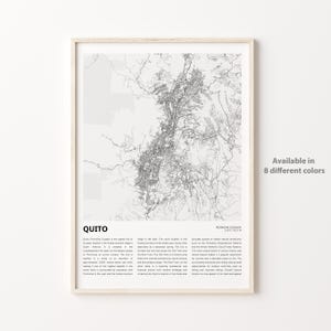 Quito Map Print, Quito Travel Map, Quito Wall Decor Art, Quito Pichincha, Housewarming Gift