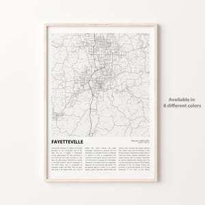 Fayetteville Map Print, Fayetteville Travel Map, Fayetteville Wall Decor Art, Fayetteville Arkansas, Housewarming Gift