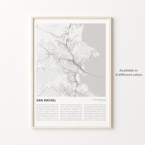 San Rafael Map Print, San Rafael Travel Map, San Rafael Wall Decor Art, San Rafael California, Housewarming Gift