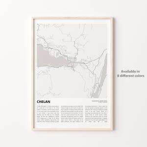 Chelan Map Print, Chelan Map Print, Chelan Wanddekor Kunst, Chelan Washington, Housewarming Geschenk