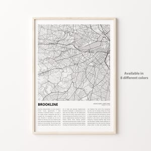 Brookline Map Print, Brookline Map Print, Brookline Wanddekor-Kunst, Brookline Massachusetts, Housewarminggeschenk