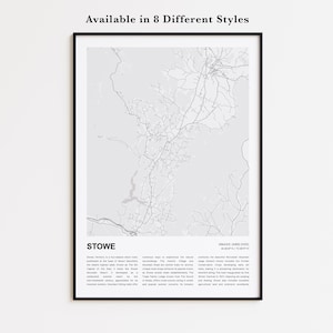 Stowe Map Print, Stowe Map Print, Stowe Wanddekor Kunst, Stowe Vermont, Housewarming Geschenk