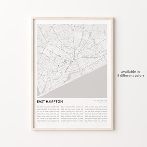 Impression de carte d&#39;East Hampton, carte de voyage d&#39;East Hampton, art déco murale East Hampton, East Hampton New York, cadeau de pendaison de crémaillère