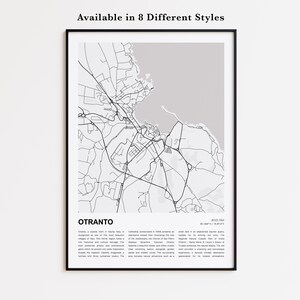 Impresión de mapas de Otranto, Mapa de viaje de Otranto, Arte de decoración de pared de Otranto, Otranto Lecce, Regalo de bienvenida