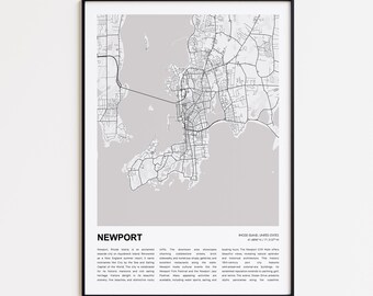 Newport Map Print, Newport Travel Map, Newport Wall Decor Art, Newport Rhode Island, Housewarming Gift
