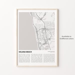 Impression de carte de Solana Beach, carte de voyage de Solana Beach, art déco murale Solana Beach, Solana Beach en Californie, cadeau de pendaison de crémaillère