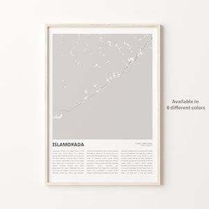 Islamorada-kaartafdruk, Islamorada-reiskaart, Islamorada-muurdecoratiekunst, Islamorada Florida, housewarmingcadeau