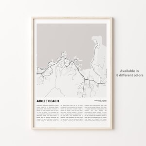 Impression de carte d'Airlie Beach, carte de voyage d'Airlie Beach, art déco murale Airlie Beach, Airlie Beach Queensland, affiche de carte cadeau de pendaison de crémaillère